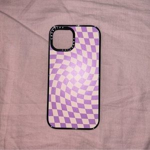 Casetify purple checkered for iPhone 13 6.1 Inches (TWO CAMERAS ONLY)